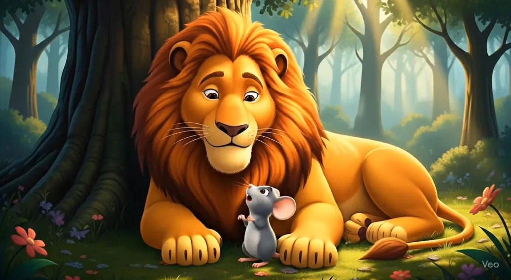 Mouse requesting the lion to spare his life