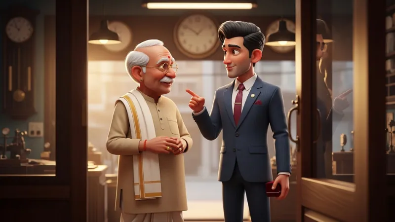 मिस्टर शर्मा बूढ़े आदमी से माफी मांगते हुए – नैतिक कहानी हिंदी में