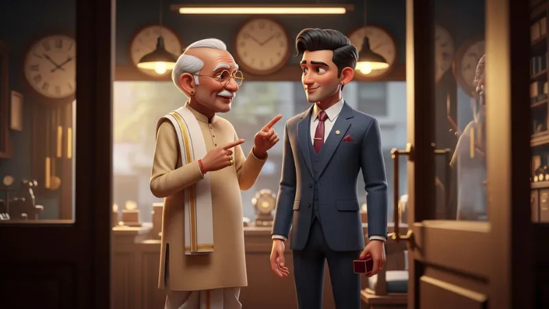 बूढ़ा घड़ीसाज़ मुस्कराते हुए जीवन का पाठ सिखाते हुए – हिंदी नैतिक कहानी