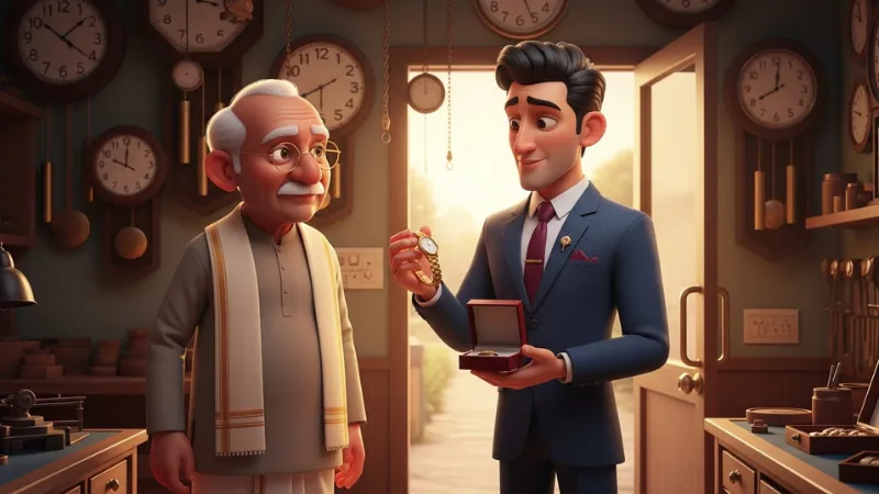 अमीर आदमी मिस्टर शर्मा ने सोने की घड़ी मरम्मत के लिए बूढ़े घड़ीसाज़ को दी - हिंदी नैतिक कहानी